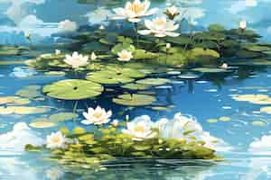 Free photo water lily cartoon illustration