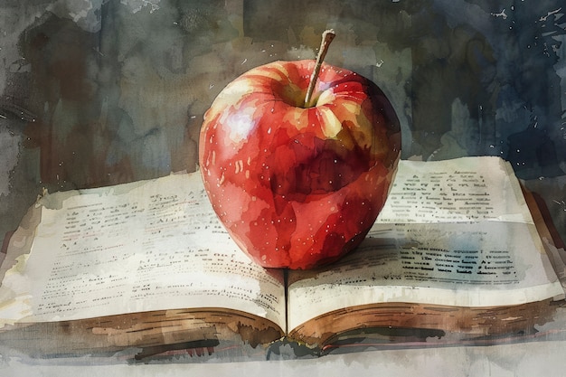 Free photo watercolor apple illustration