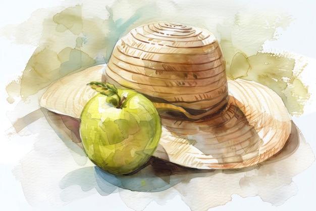 Free photo watercolor apple illustration