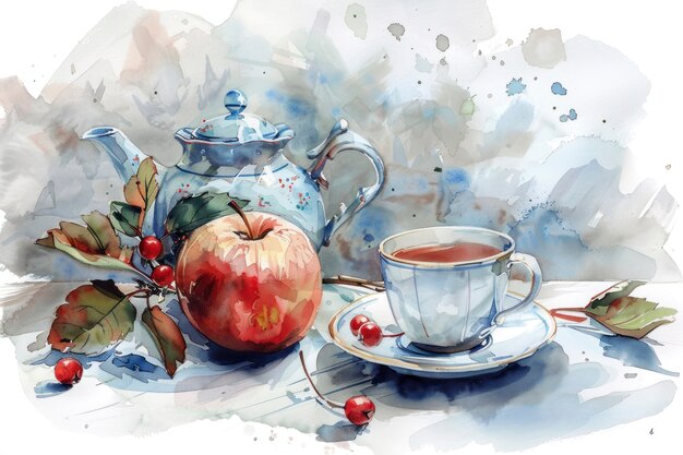 Watercolor apple illustration