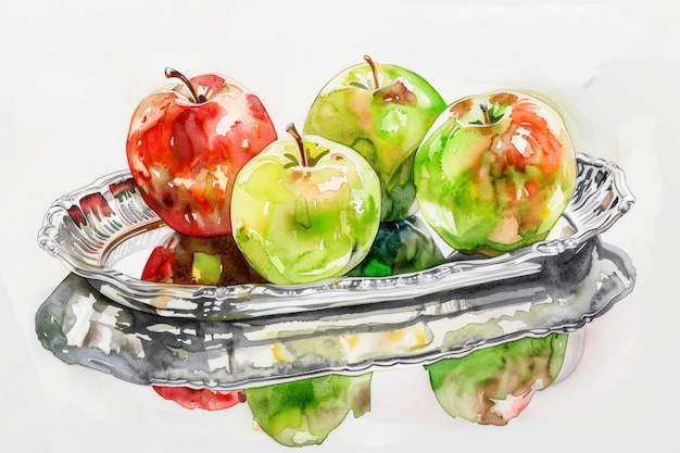 Free photo watercolor apple illustration