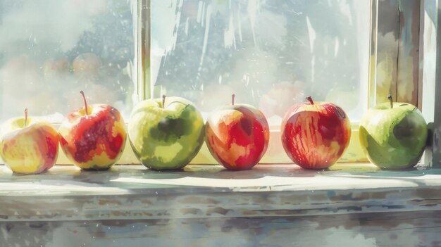 Watercolor apple illustration