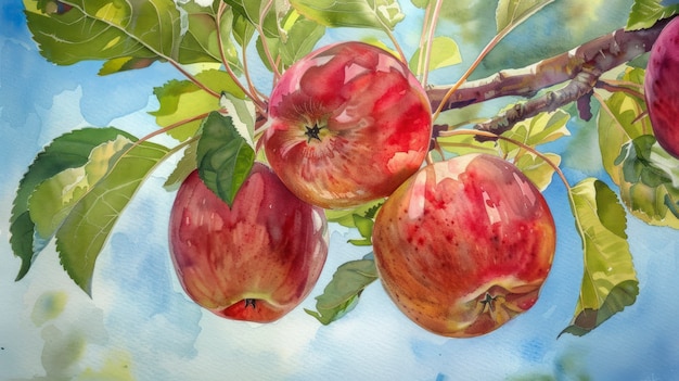 Free photo watercolor apple illustration