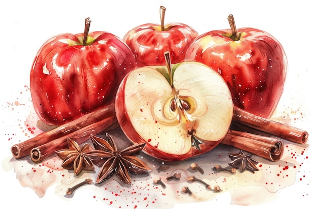 Free photo watercolor apple illustration