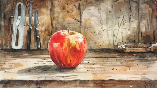 Watercolor apple illustration