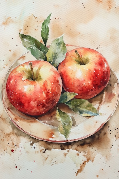 Free photo watercolor apple illustration