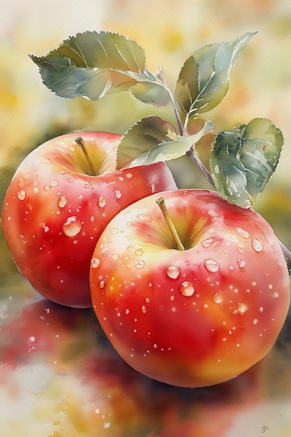 Free photo watercolor apple illustration