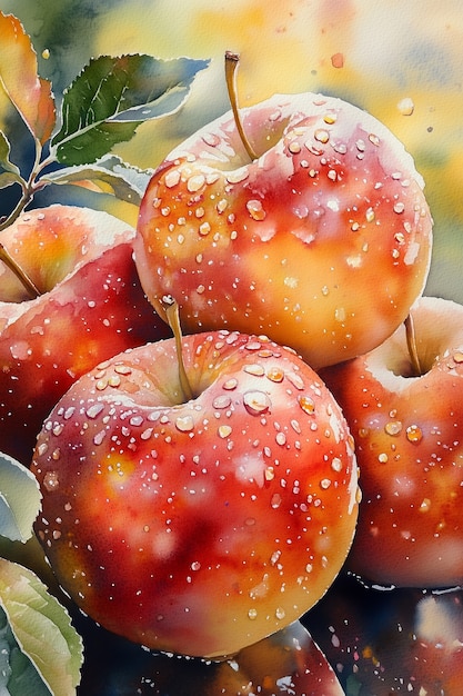 Free photo watercolor apple illustration