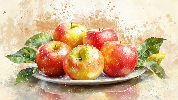 Free photo watercolor apple illustration