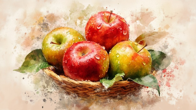 Free photo watercolor apple illustration