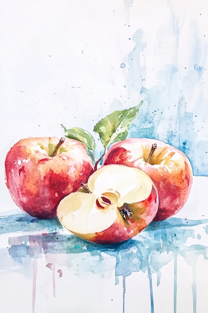 Watercolor apple illustration