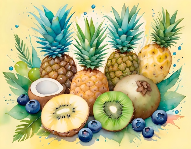 Free photo watercolor assortment of fruits