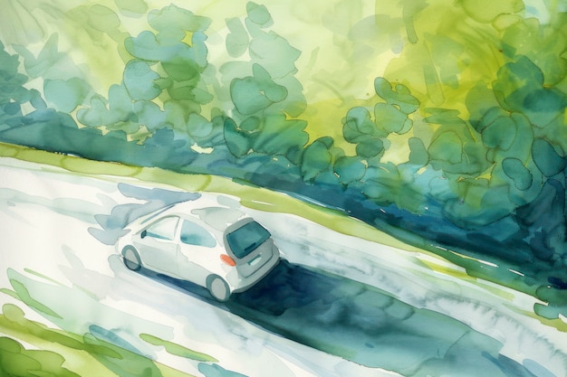 Free photo watercolor car painting illustration