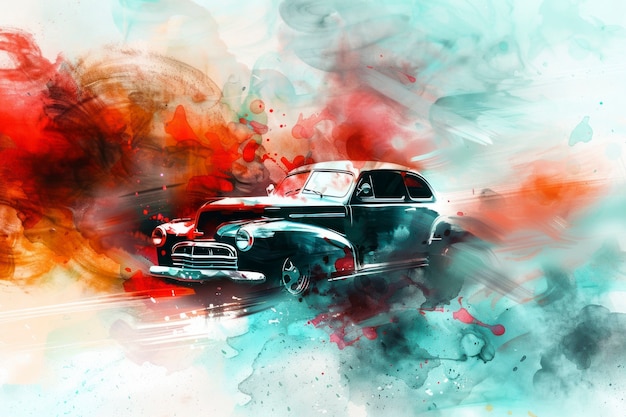 Free photo watercolor car painting illustration