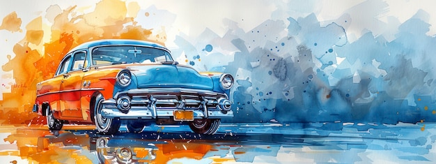 Free Photo watercolor car painting illustration