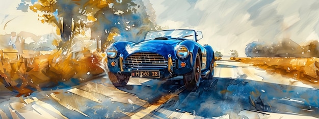 Free Photo watercolor car painting illustration