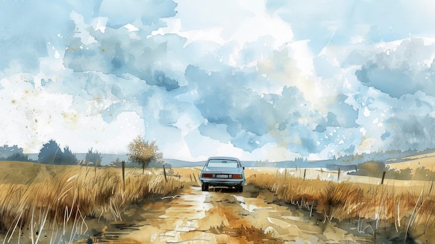 Free photo watercolor car painting illustration