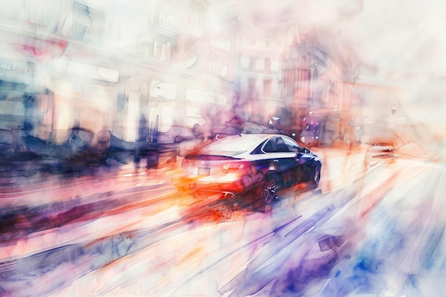 Free photo watercolor car painting illustration