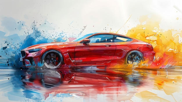 Free photo watercolor car painting illustration