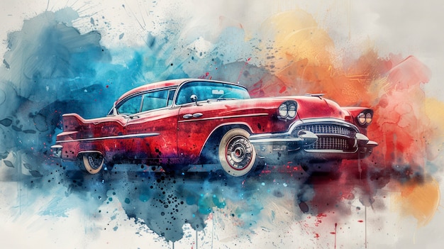 Free photo watercolor car painting illustration