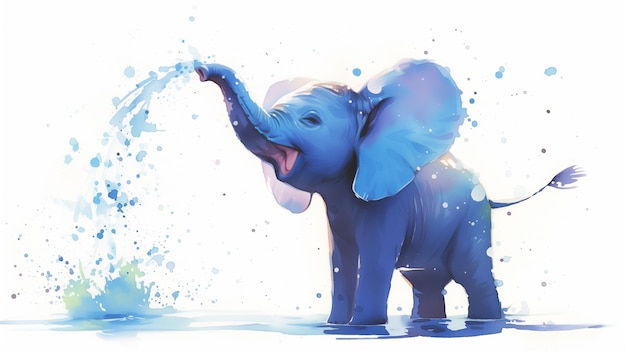 Free photo watercolor elephant illustration