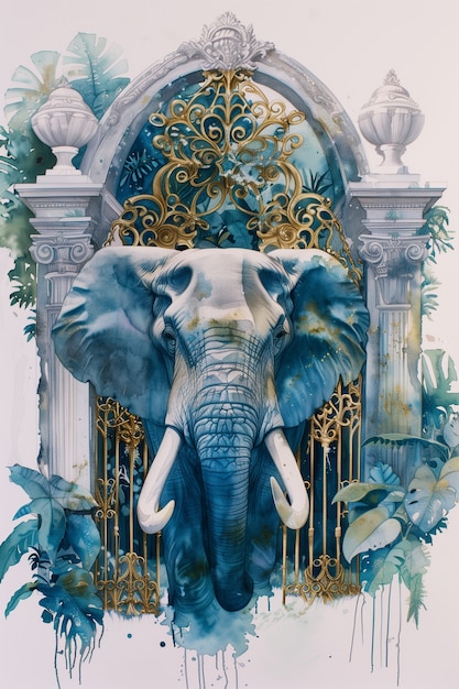 Free photo watercolor elephant illustration