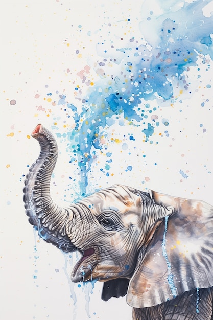 Free photo watercolor elephant illustration