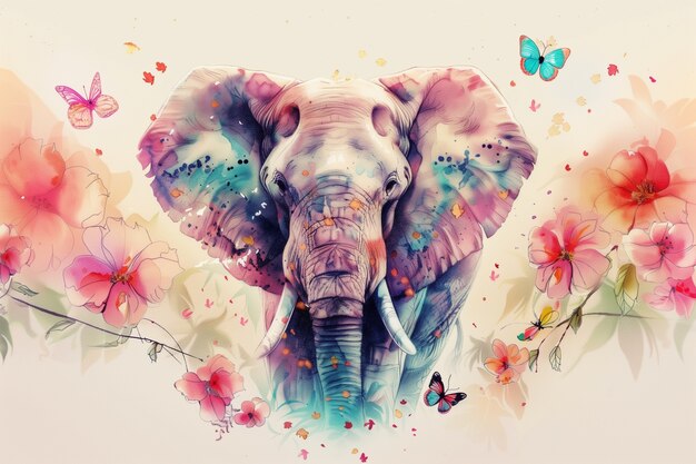 Watercolor elephant illustration