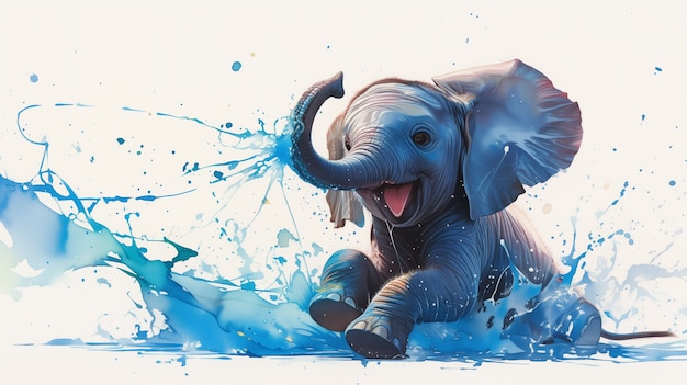 Free photo watercolor elephant illustration