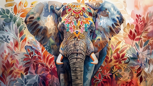 Free photo watercolor elephant illustration