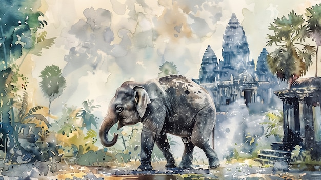 Watercolor elephant illustration