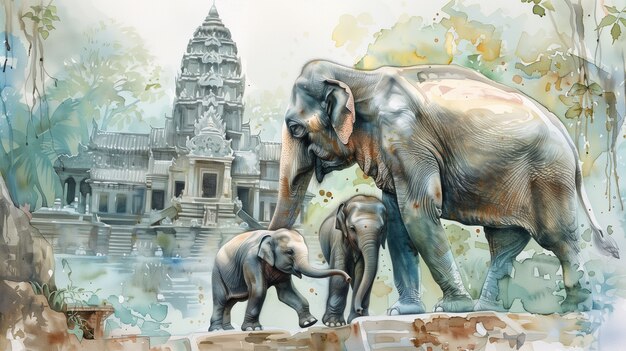 Watercolor elephant illustration