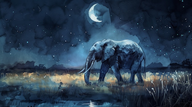 Free photo watercolor elephant illustration