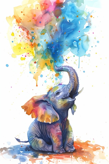 Free Photo watercolor elephant illustration