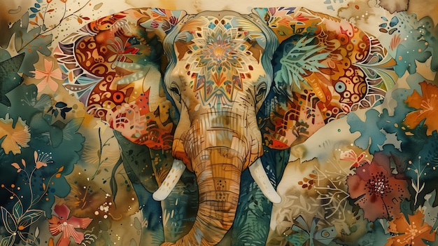 Free Photo watercolor elephant illustration