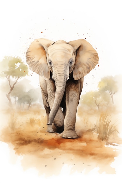 Free photo watercolor elephant illustration