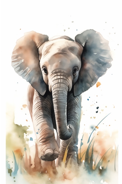 Free Photo watercolor elephant illustration