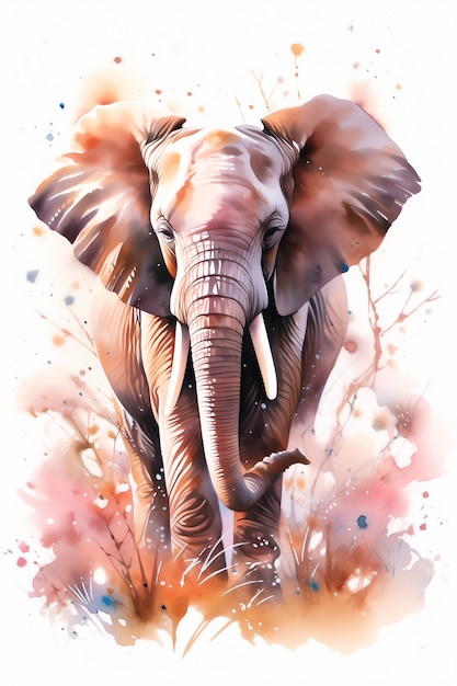 Free photo watercolor elephant illustration