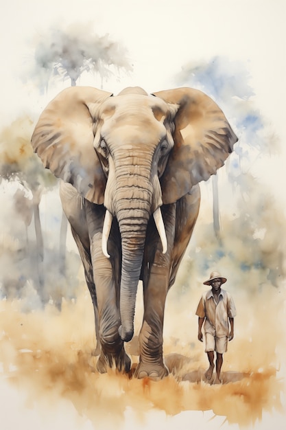 Free Photo watercolor elephant illustration