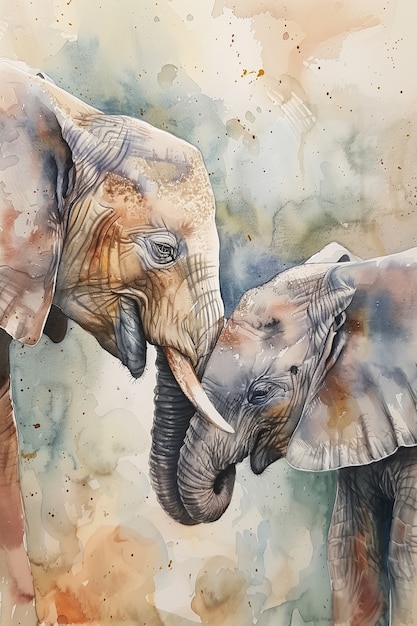 Free Photo watercolor elephant illustration