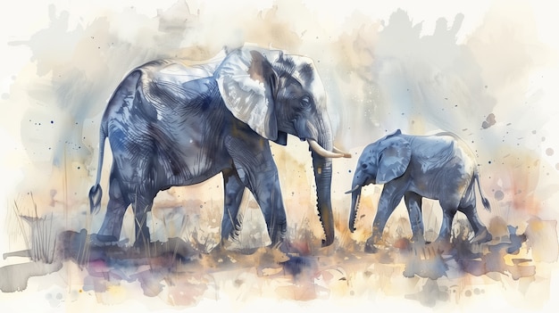 Free Photo watercolor elephant illustration