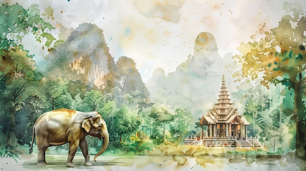 Watercolor elephant illustration