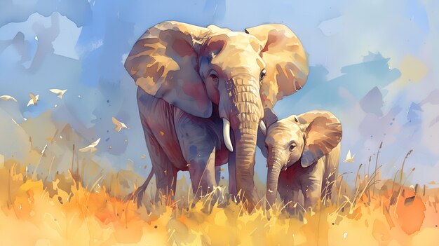 Watercolor elephant illustration