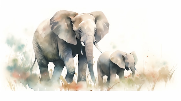 Free photo watercolor elephant illustration