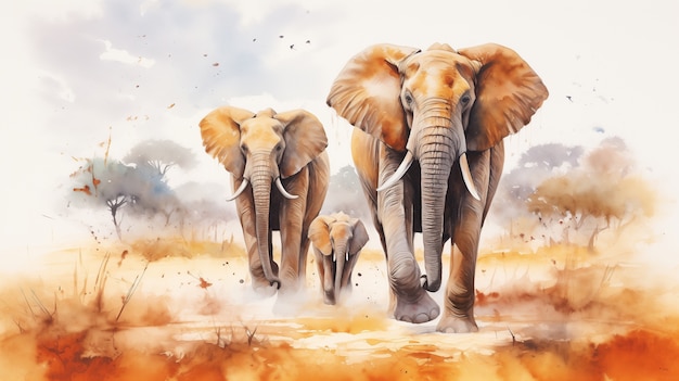 Free Photo watercolor elephant illustration