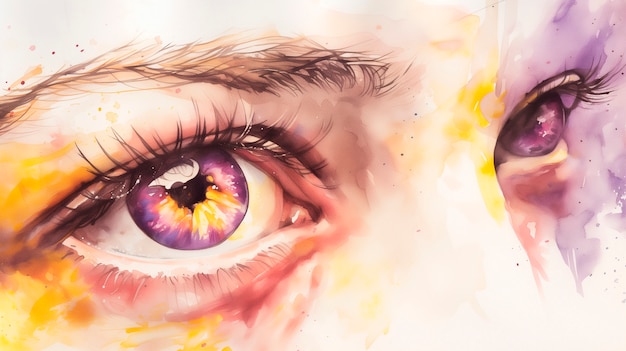 Free photo watercolor eyes illustration