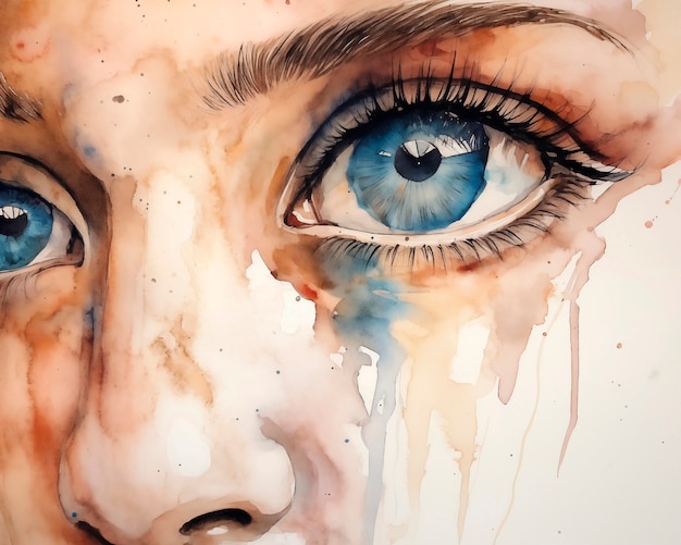 Free photo watercolor eyes illustration