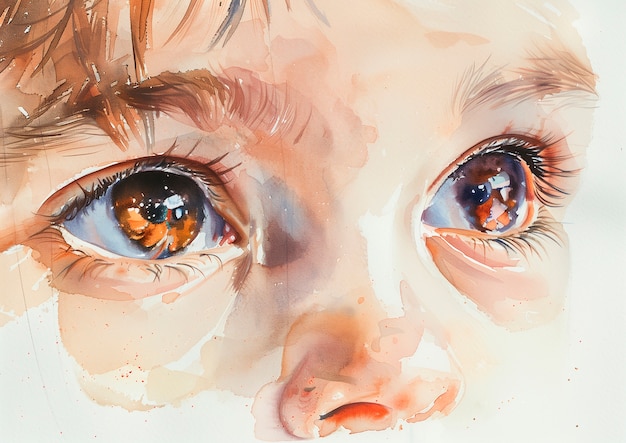 Free photo watercolor eyes illustration