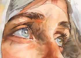 Free photo watercolor eyes illustration