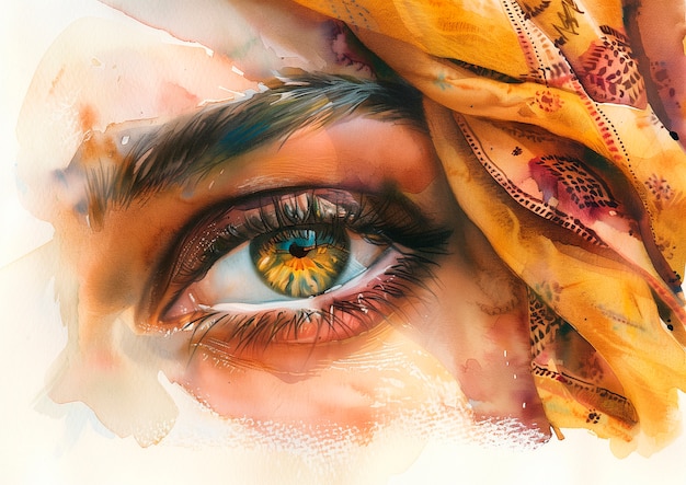 Free photo watercolor eyes illustration